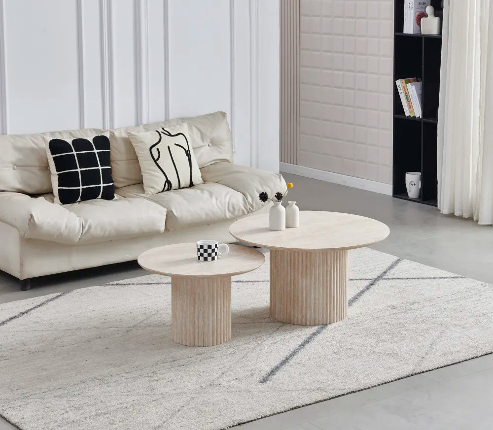 Table basse Gigogne duo pila céramique noir 60-80cm