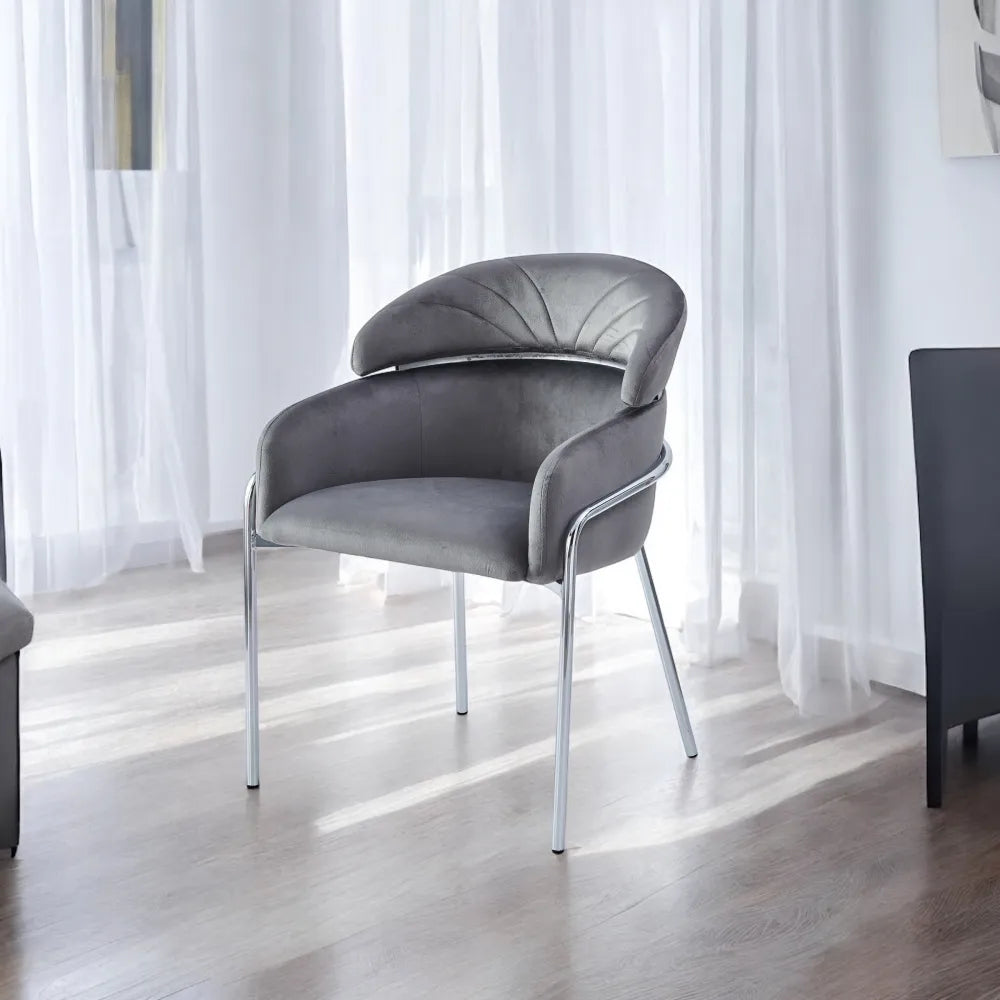 Chaise Emily velours taupe pied doré