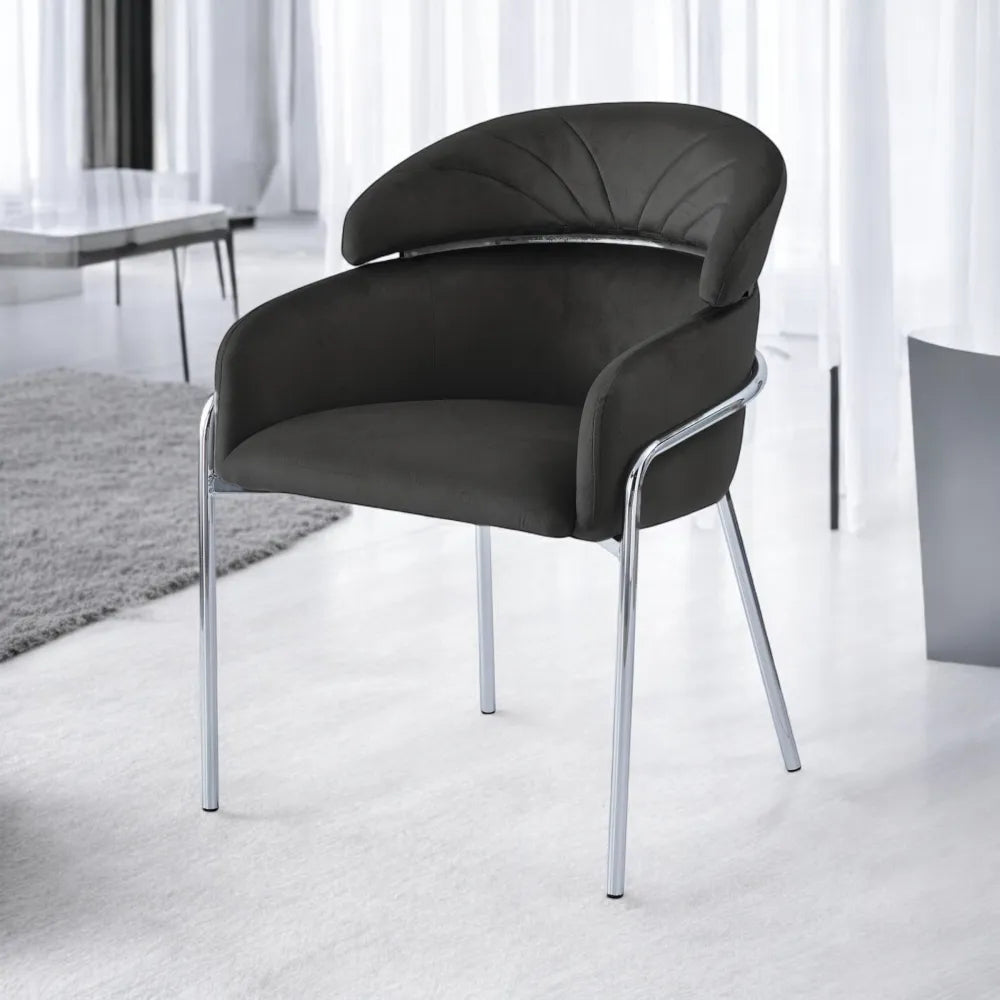 Chaise Emily velours taupe pied doré