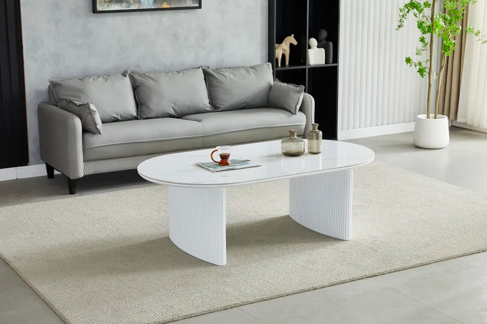 Table basse Joséphine céramique travertin 120cm