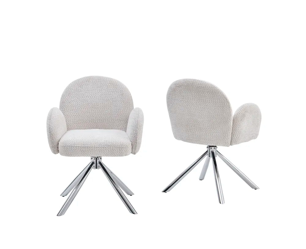 Chaise Nola tissu écru bouclé pied noir
