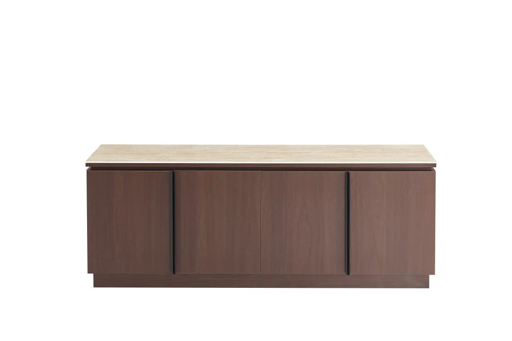 Meuble Tv Baieta Mdf Effet Plateau Céramique Travertin Mat