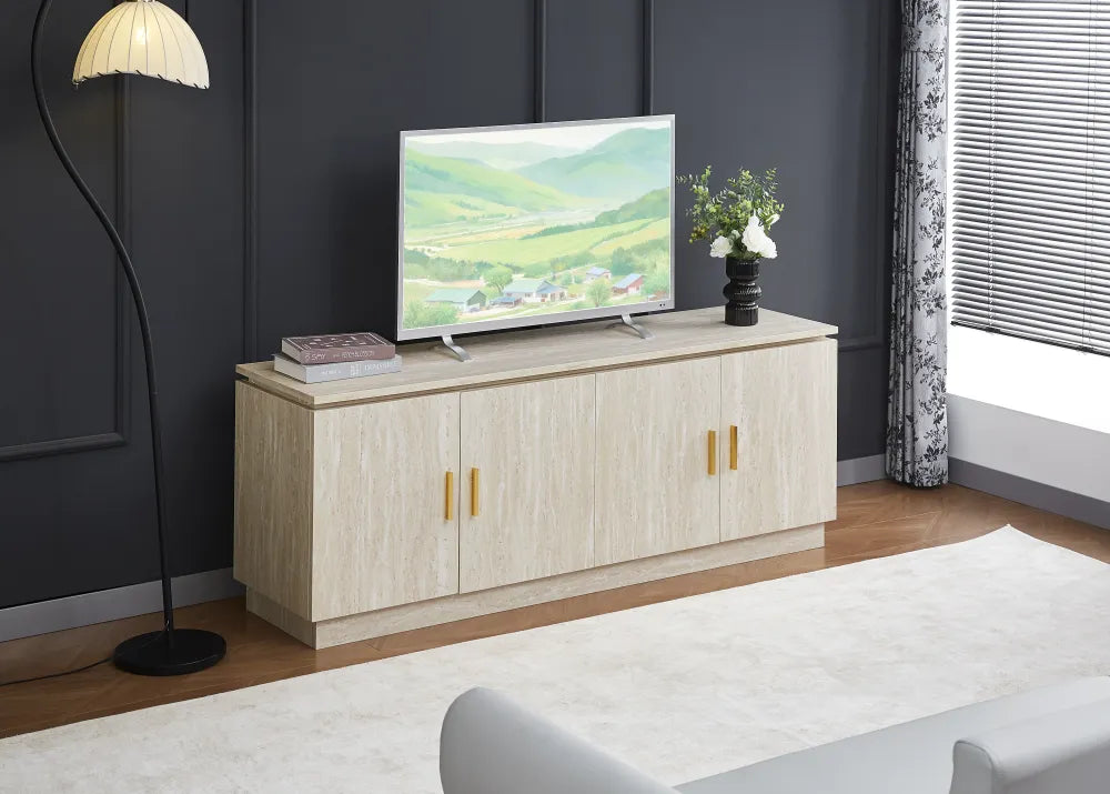 Meuble Tv Baieta Mdf Effet Travertin 160X40X60Cm