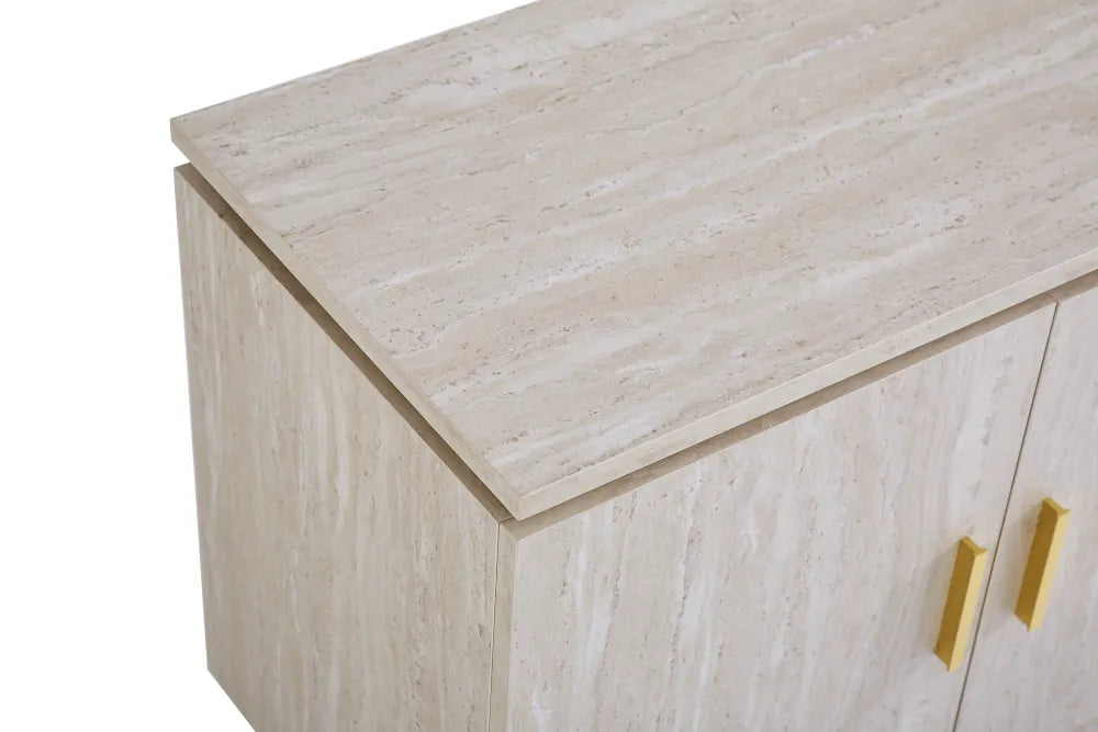 Meuble Tv Baieta Mdf Effet Travertin 160X40X60Cm
