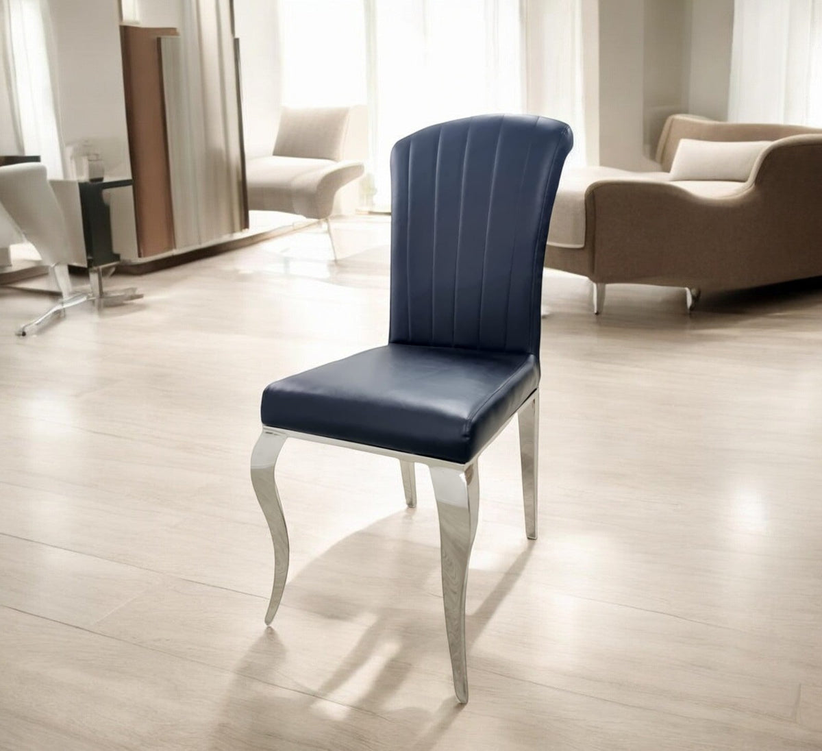 Chaise Nino velours beige pieds chrome