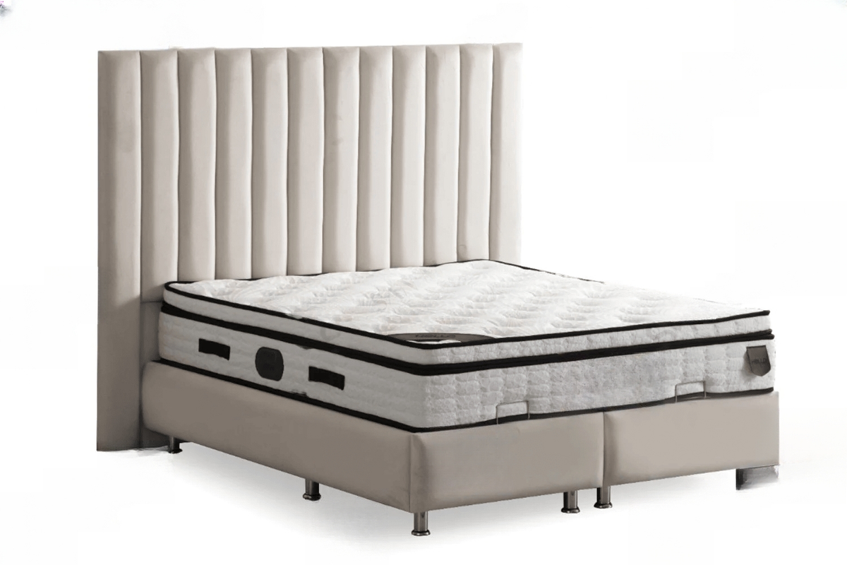 Lit coffre Athena velours blanc cassé