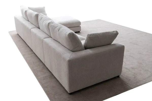 Canapé d'angle Julia Modulable 4+1 Chenille blanc cassé