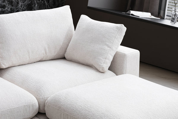 Canapé d'angle Julia Modulable 4+1 Chenille blanc cassé