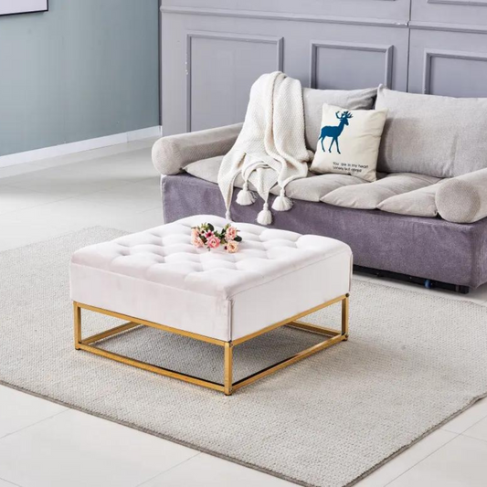 Pouf Rilax Or velours Ecru