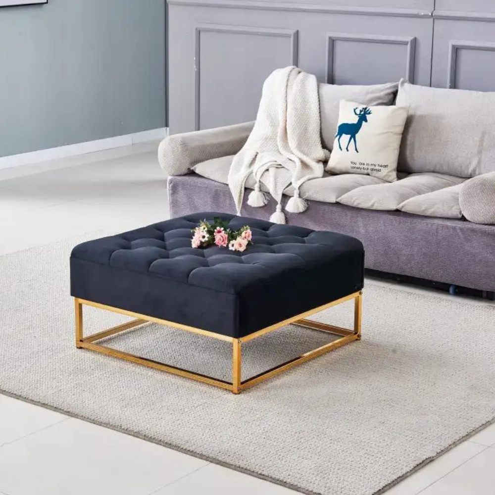 Pouf Rilax Or velours Noir