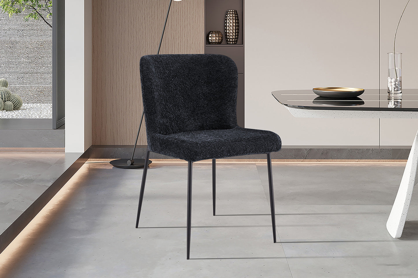 Chaise Lisa Bouclé Gris Foncé