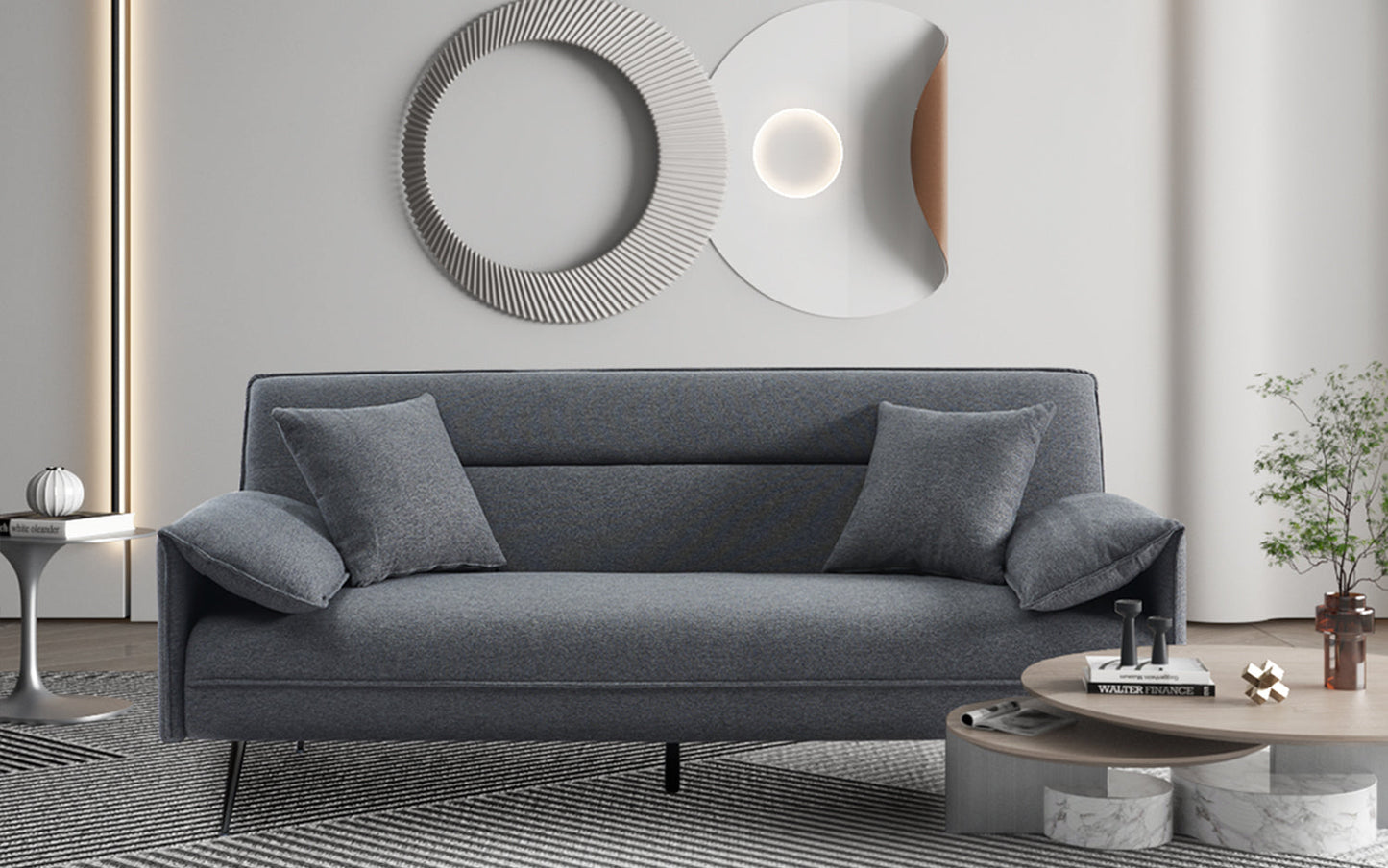 Canapé-Lit Uppsala Tissu Gris clic-clac