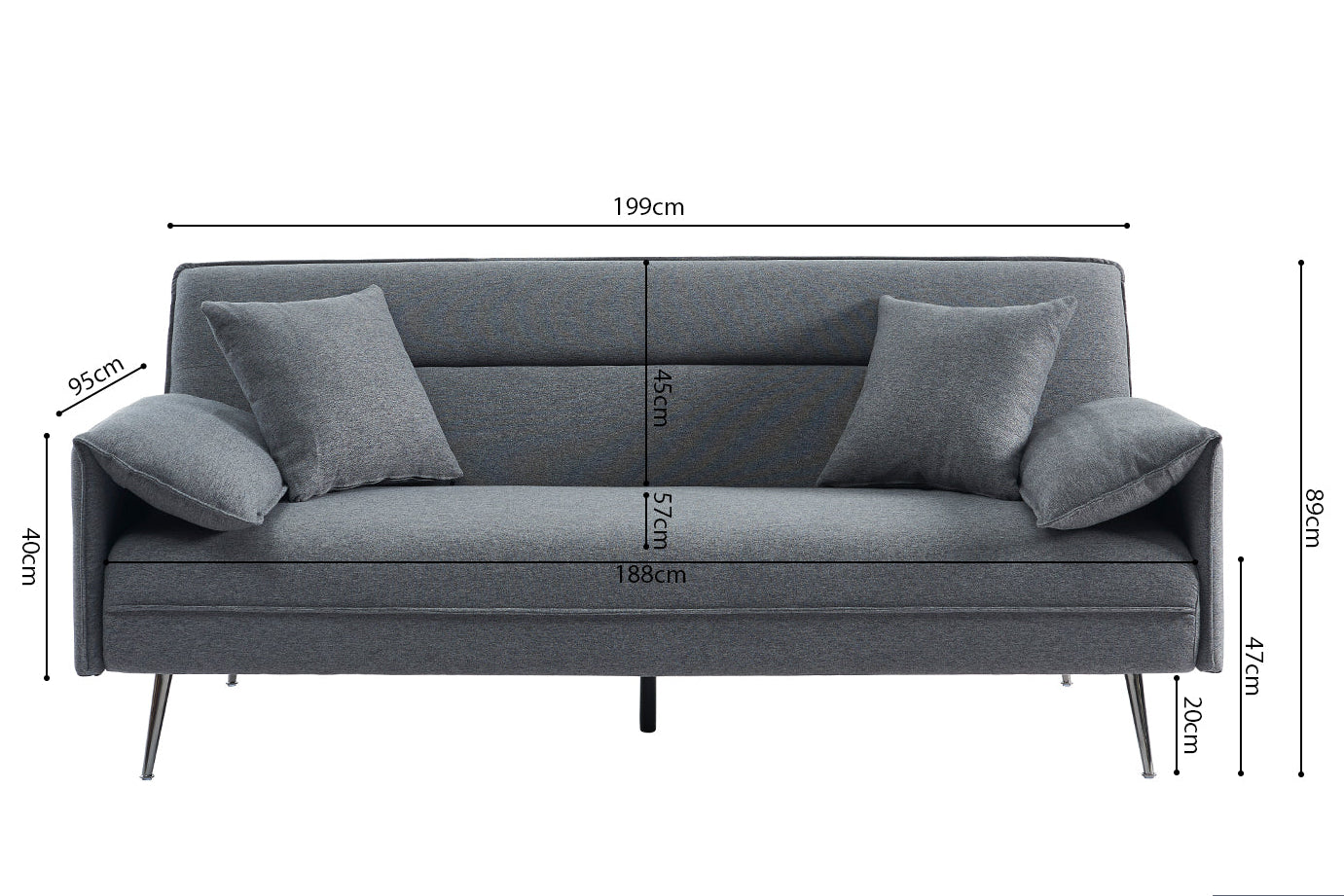 Canapé-Lit Uppsala Tissu Gris clic-clac
