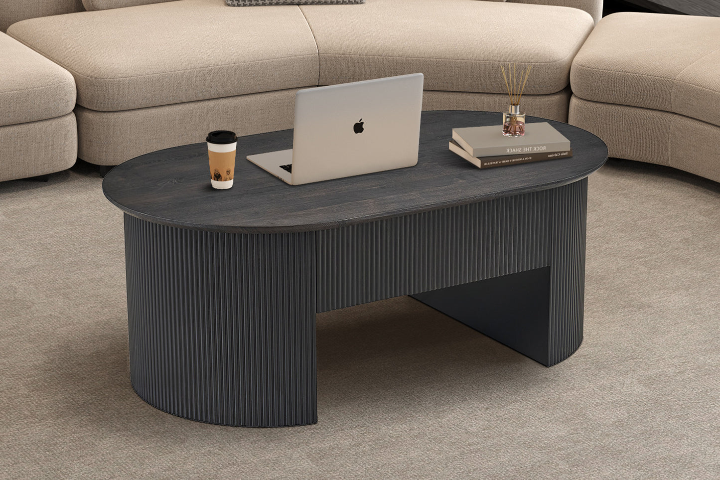 Table basse Lagos 120 cm Plateau relevable Décor Brun foncé