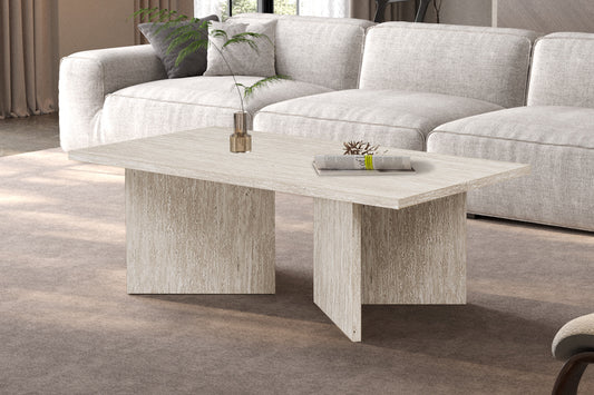 Table basse Litar effet travertin beige