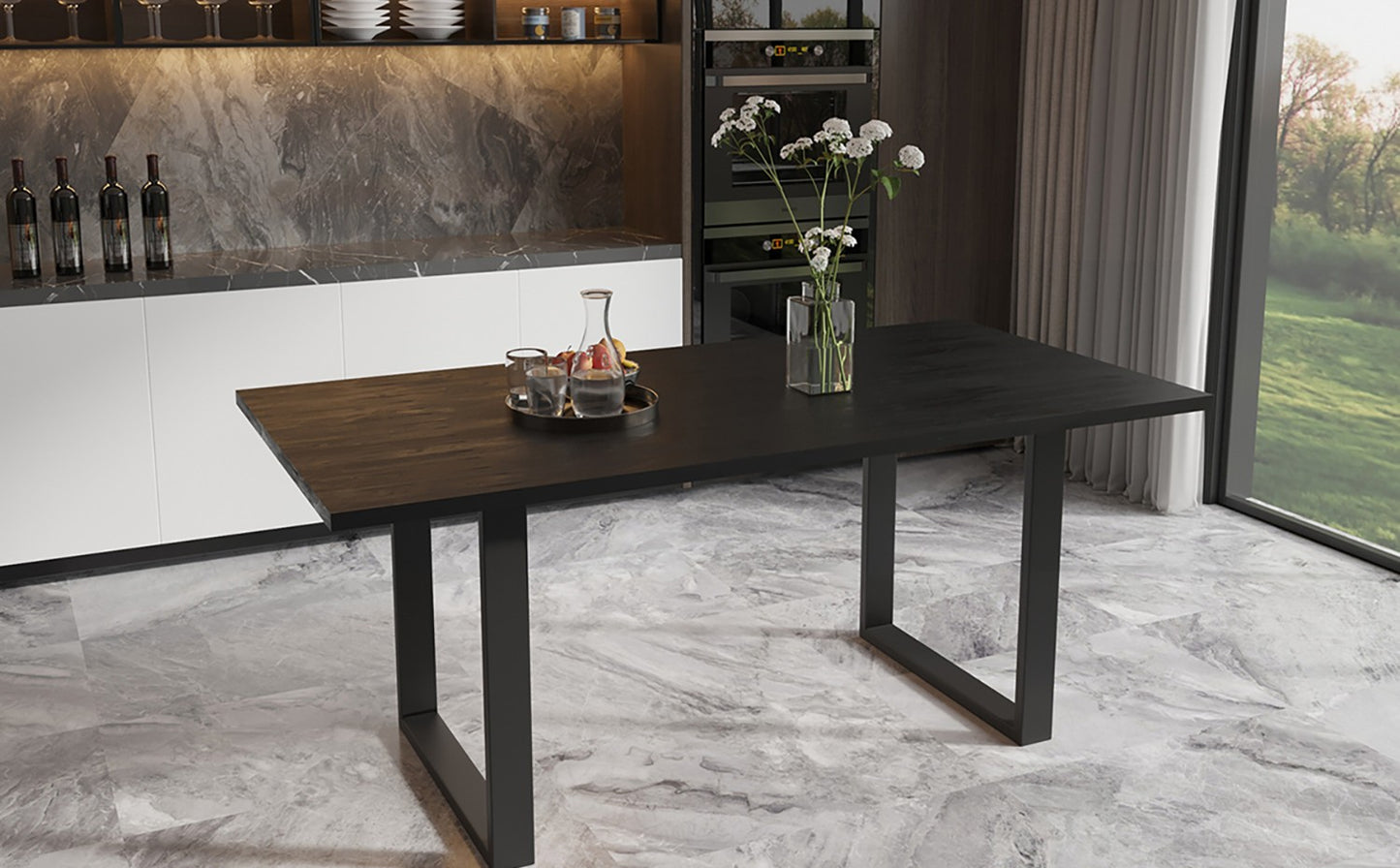 Table Nicola 180 cm Rectangulaire Bois de Manguier noir
