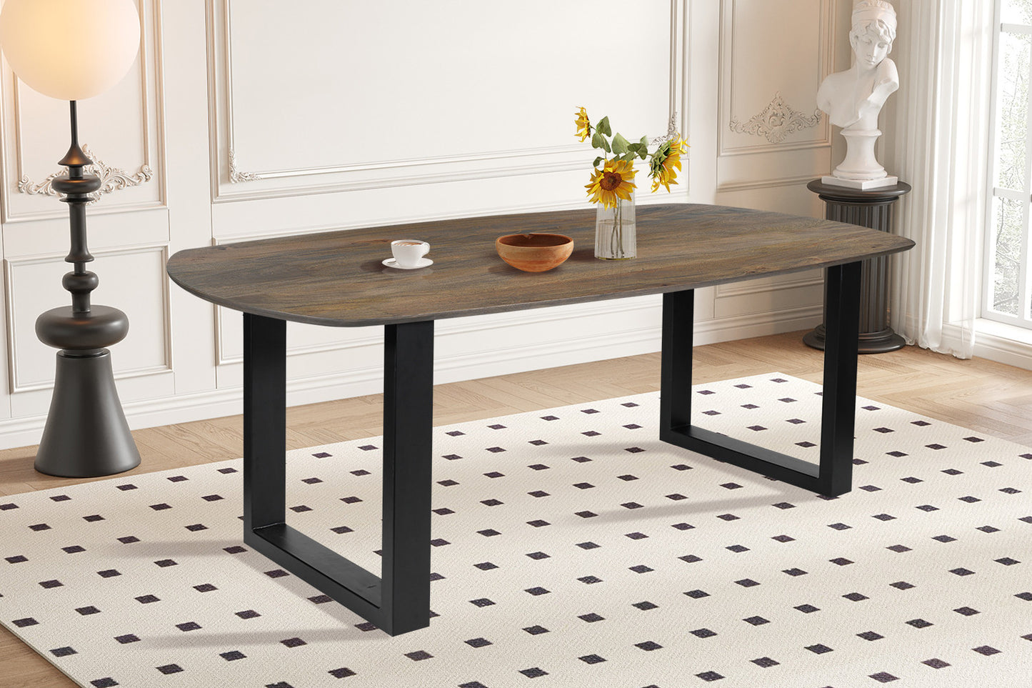 Table Tommy 220x100 cm Ovale Danoise Pied Bois de manguier Brun foncé