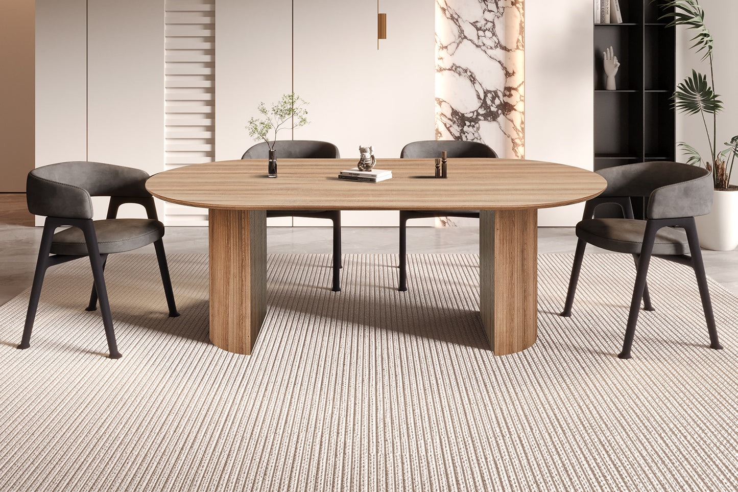 Table Lagos 220 cm Ovale Décor Chêne Vieilli