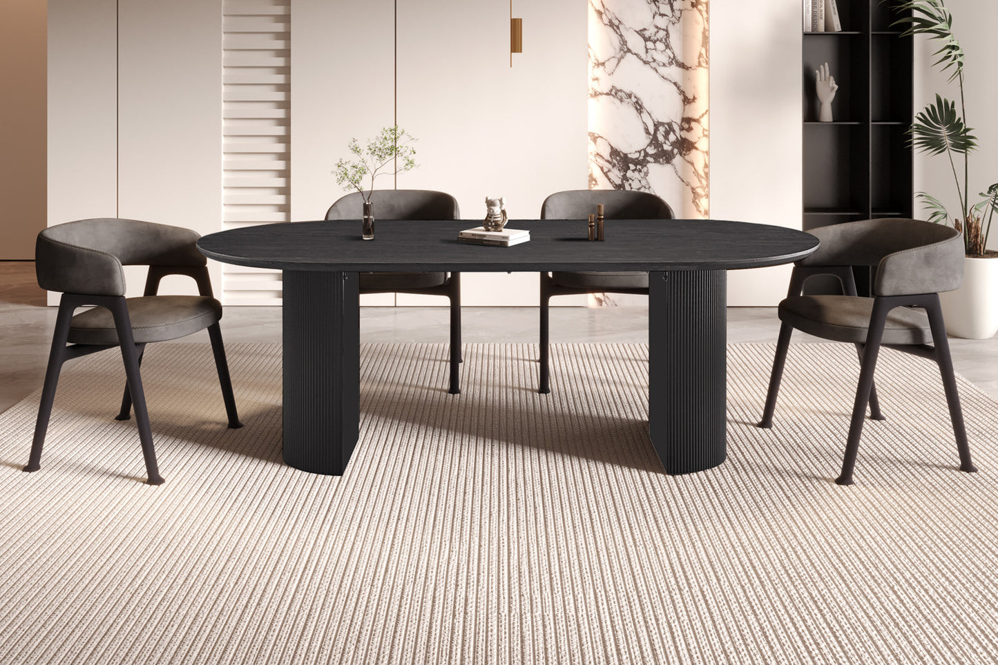 Table à manger Lagos 220 cm Ovale Décor Brun foncé