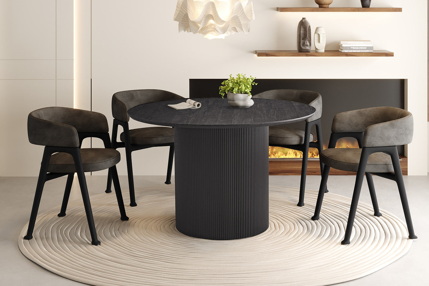 Table Lagos 120 cm Ronde Décor Brun foncé