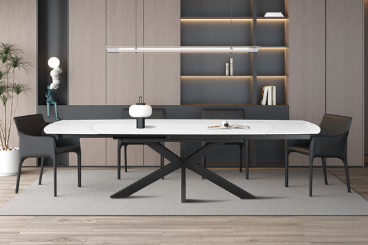 Table à manger extensible Ares marbre blanc