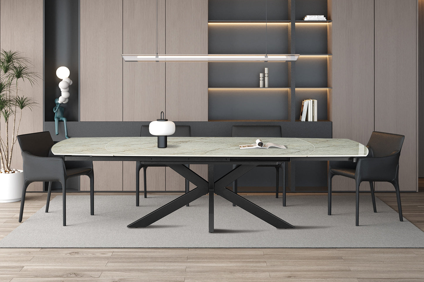 Table à manger extensible Ares marbre beige