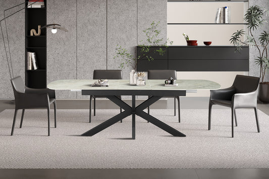 Table extensible Hestia 180-220cm Ovale Danoise Pierre beige