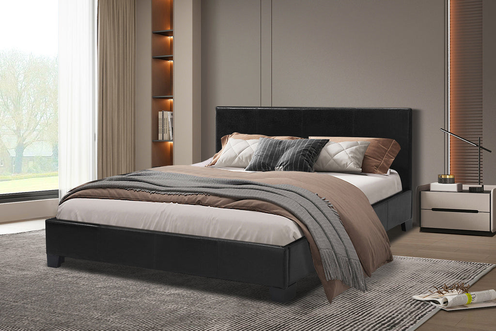 Lit Roma 160x200 avec sommier similicuir Noir