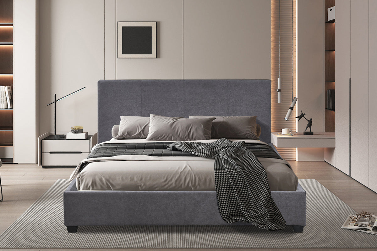 Lit Roma 160x200 avec sommier Tissu Gris