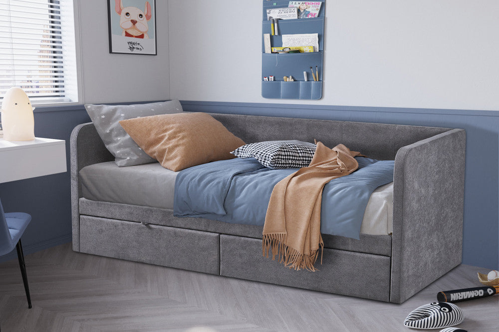 Lit Parma 90x200 avec sommier tissu Gris