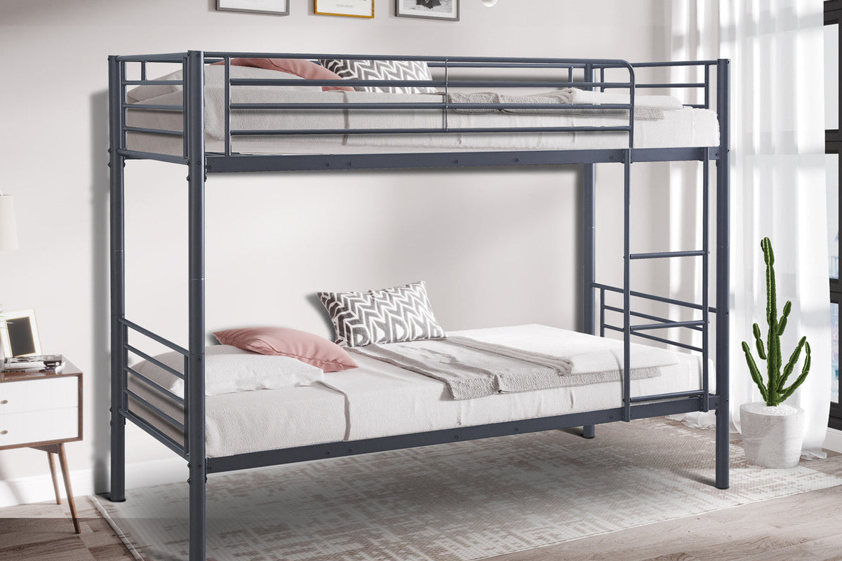 Lit superposé Sammy 90x200 Divisible Métal Gris foncé