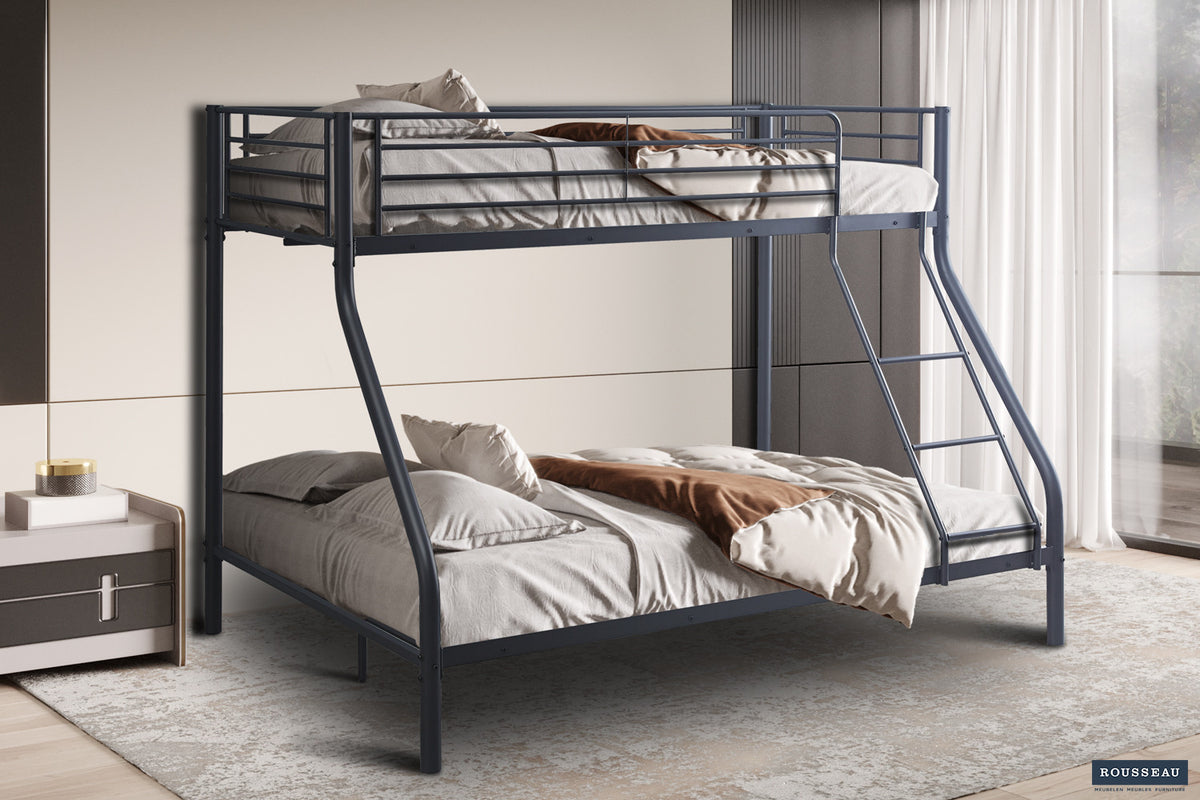 Lit superposé Trio métal 140/90x200 Gris foncé