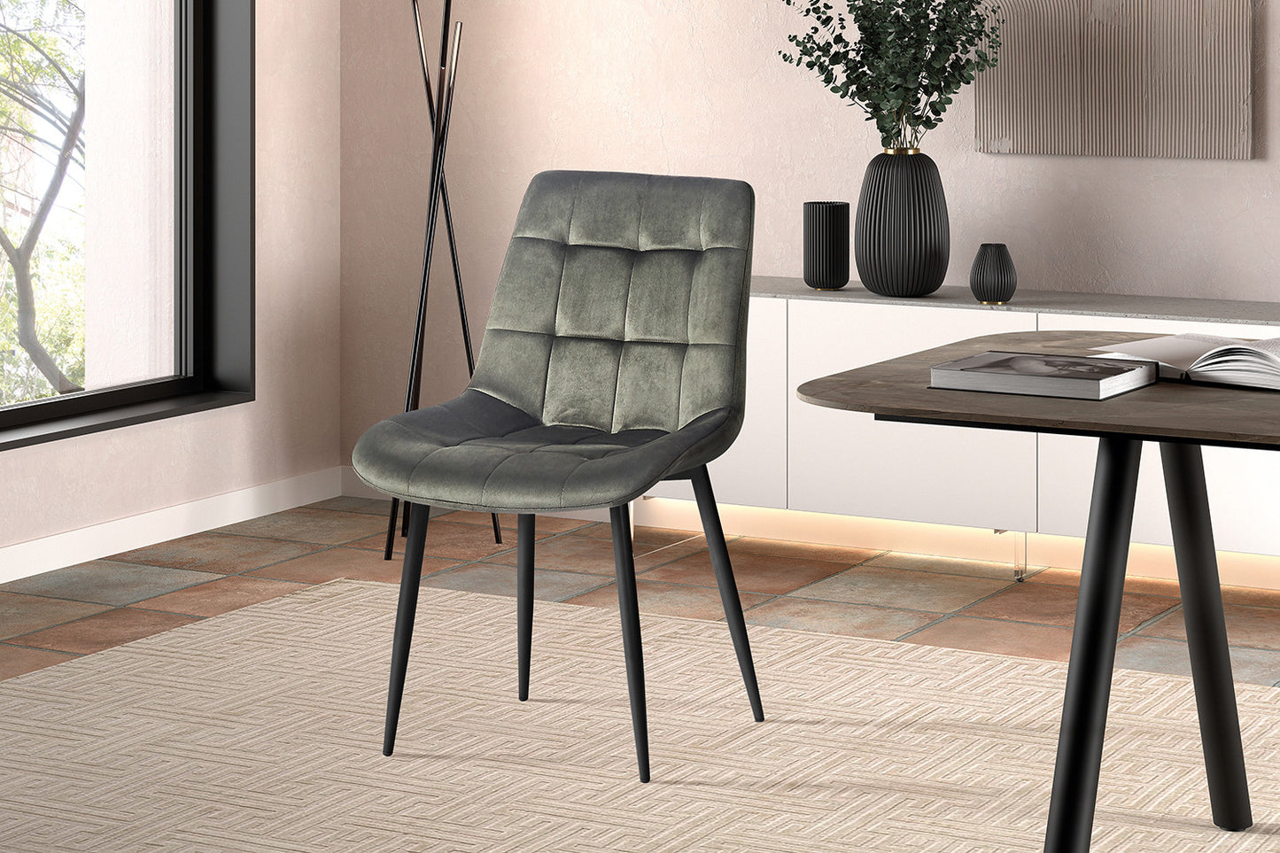 Chaise Juta Velours Vert