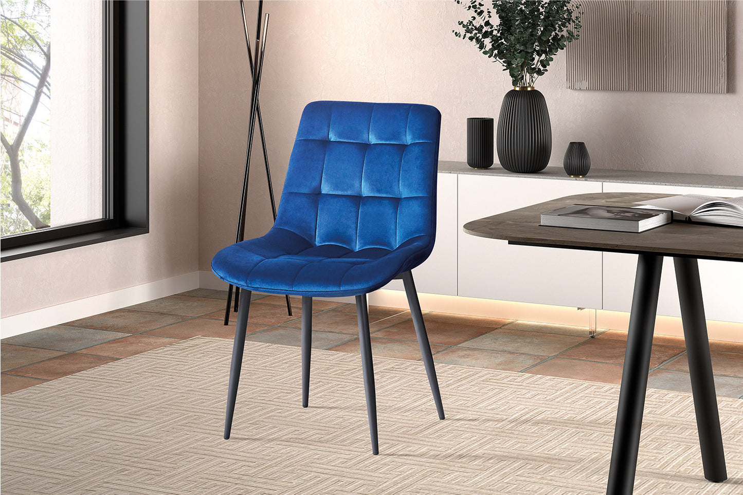 Chaise Juta Velours Bleu