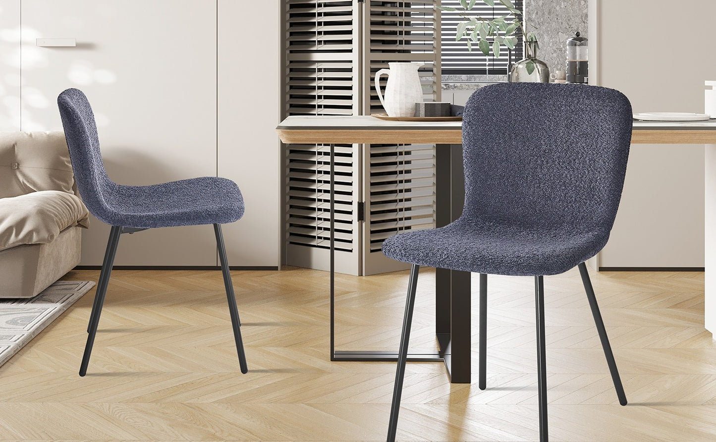 Chaise Susan Bouclé Gris Foncé