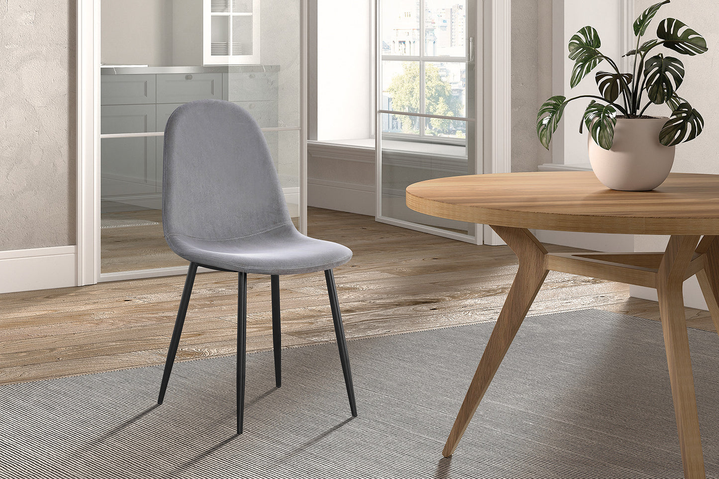 Chaise Boy Velours Gris