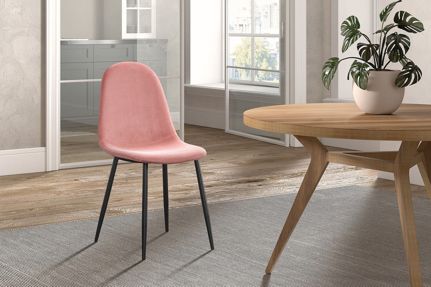 Chaise Boy Velours Rose