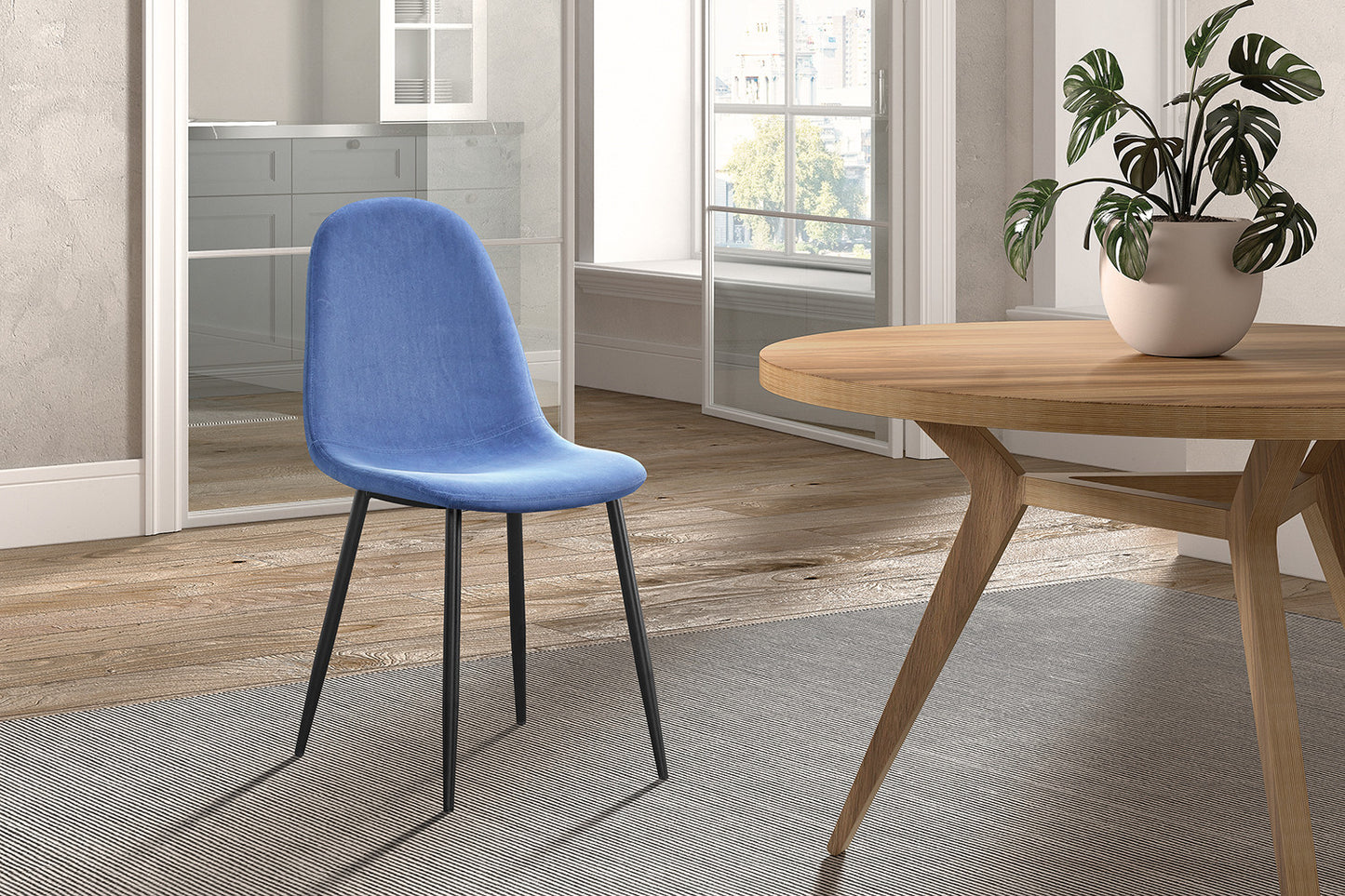 Chaise Boy Velours Bleu clair