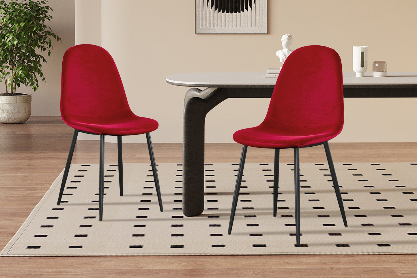 Chaise Boy Velours Bordeaux