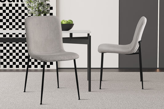 Chaise Alice velours côtelé gris clair