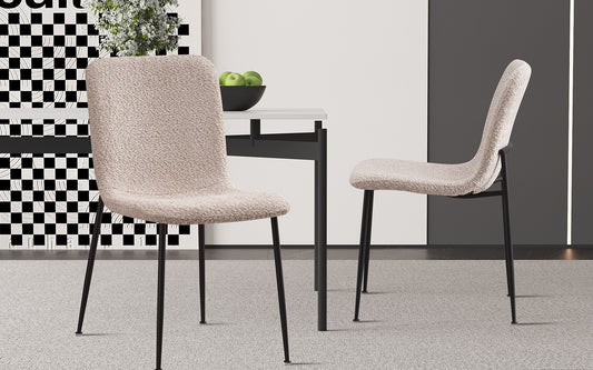 Lot de Chaises Alice laine bouclé beige