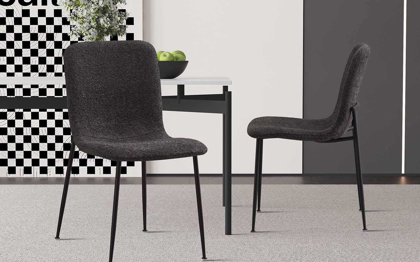 Chaise Alice laine bouclé gris