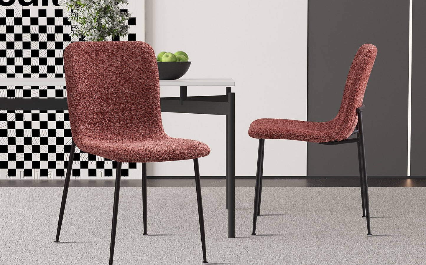 Lot de Chaises Alice laine bouclé Rose