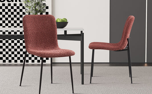 Lot de Chaises Alice laine bouclé Rose