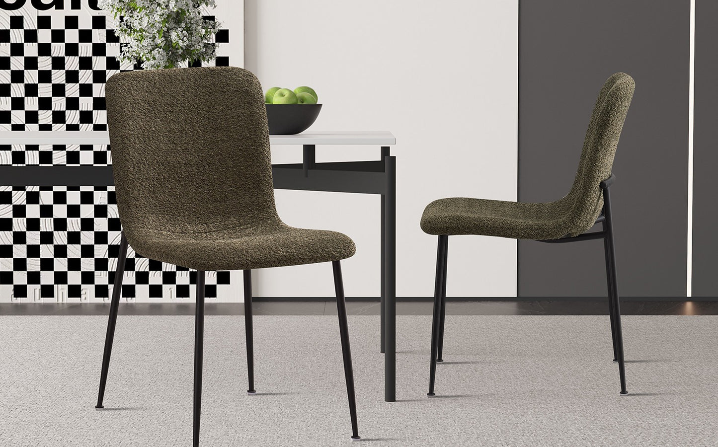 Chaise Alice laine bouclé Vert