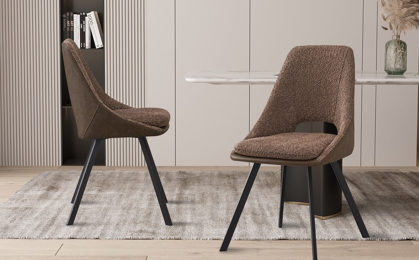 Chaise Filou Bouclé Sable Dos Brun