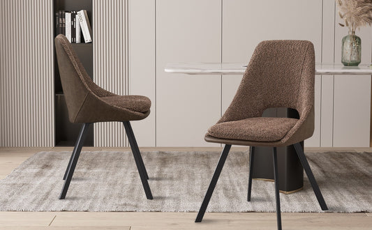 Chaise Filou Bouclé Sable Dos Brun