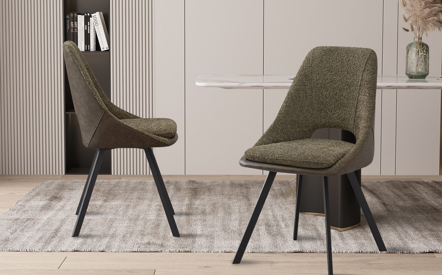 Chaise Filou Bouclé Vert Dos Vert foncé