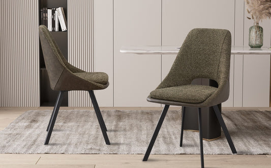 Chaise Filou Bouclé Vert Dos Vert foncé