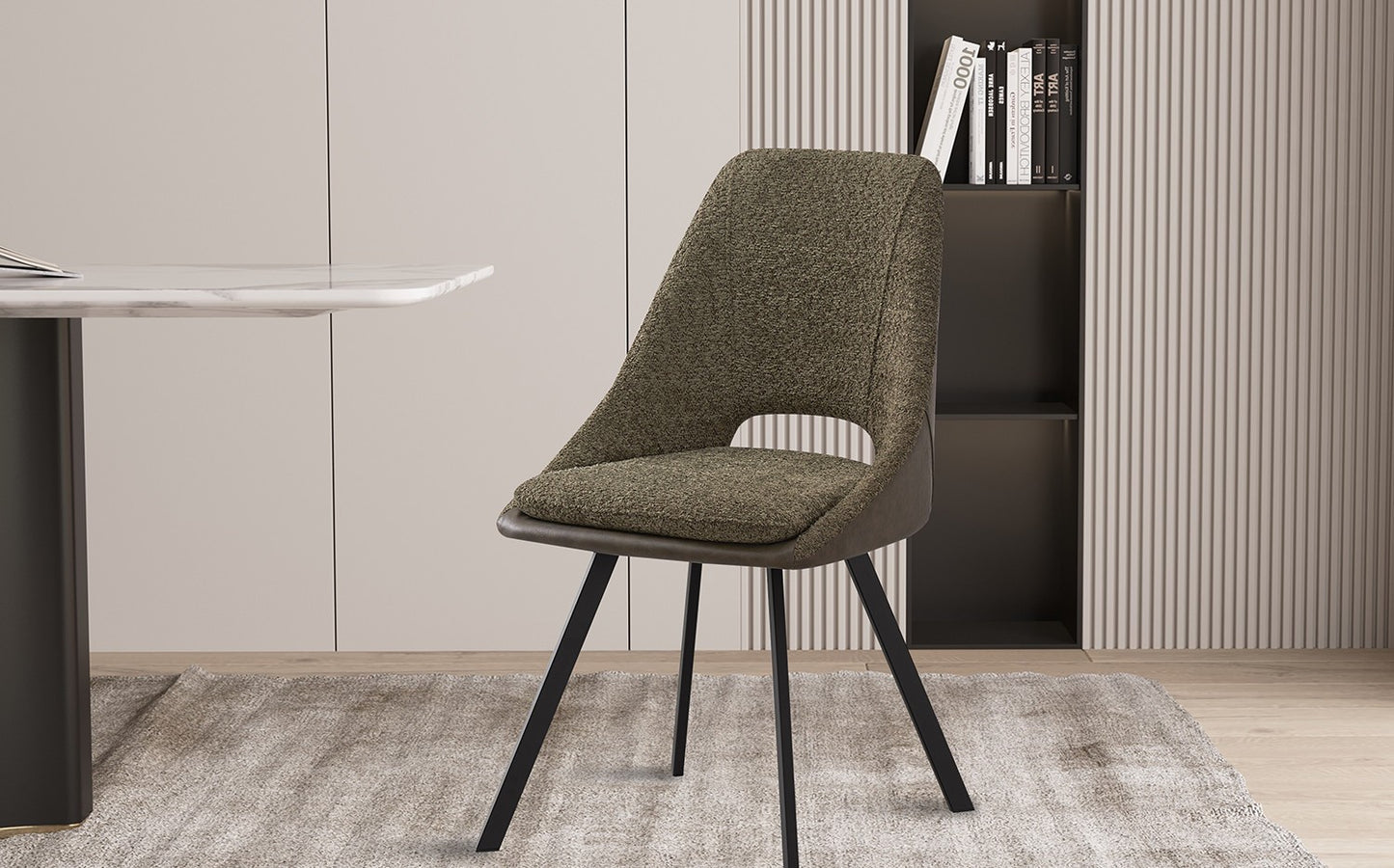 Chaise Filou Bouclé Vert Dos Vert foncé